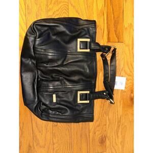 NWT$298.00 La Victoire DANE Large Tote Bag Black Double Handles  Leather